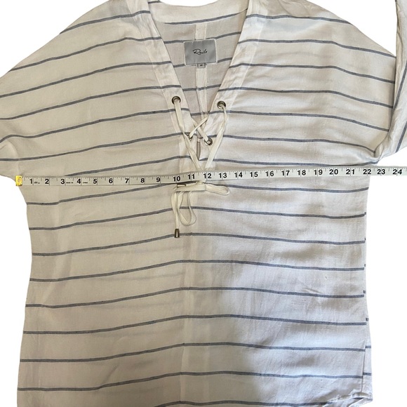 Rails Lily Positano Stripe Linen Blend Tie Front Shirt Nautical Stripe XS - Picture 8 of 10